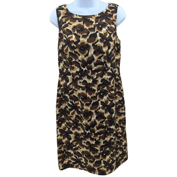 Leopard Prink Silk Sheath Dress 6 Petite Talbots Cocktail Party Sophisticated - Picture 1 of 11